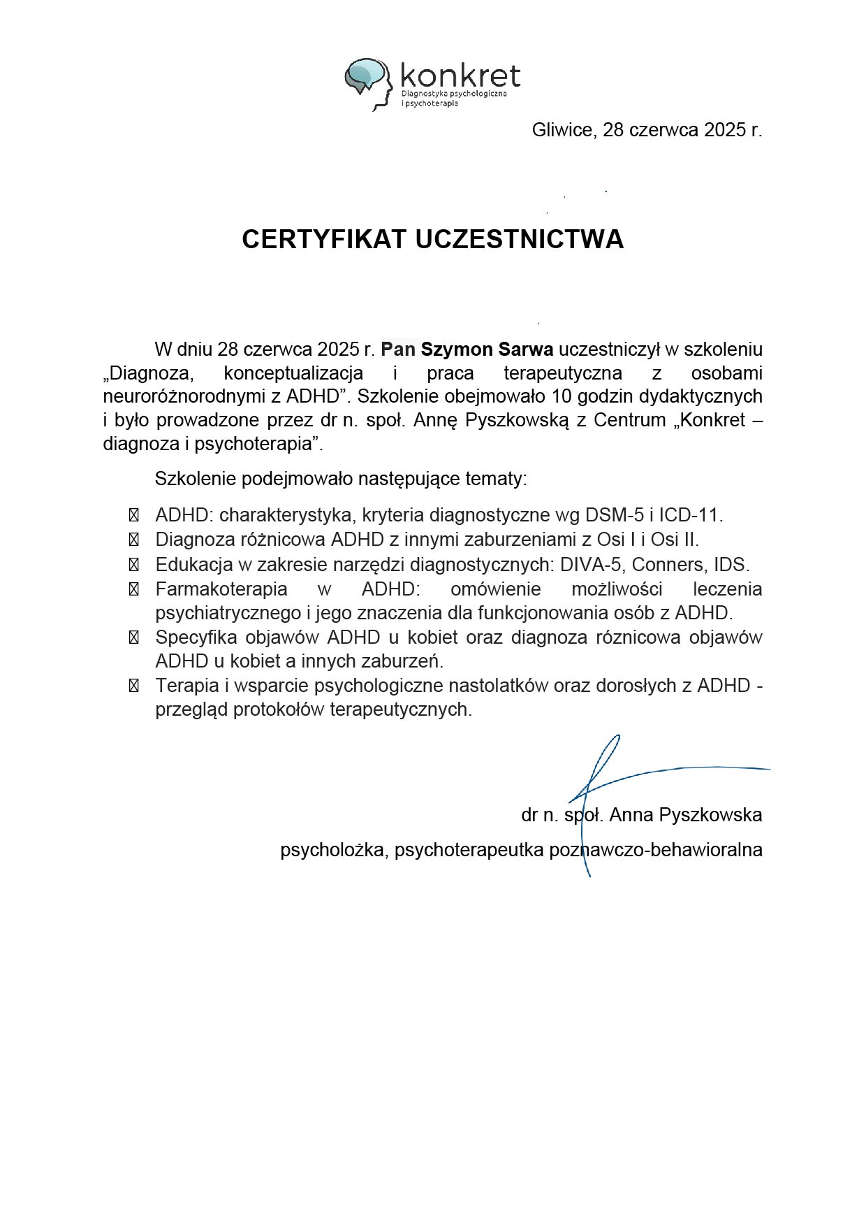 Praca z osobami neuroróżnorodnymi z ADHD